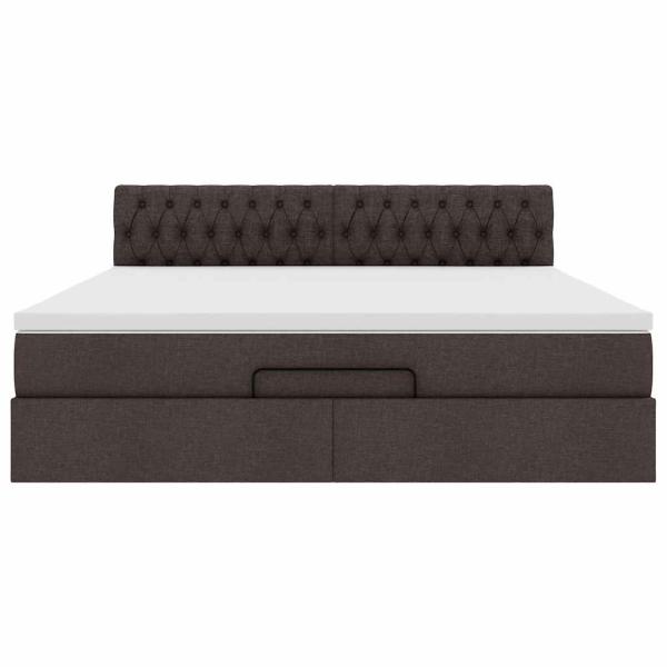 Ottoman-Bett mit Matratze Dunkelbraun 160x200 cm Stoff
