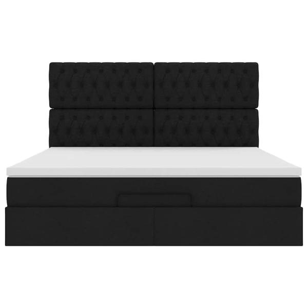 Ottoman-Bett mit Matratze Schwarz 180x200 cm Stoff