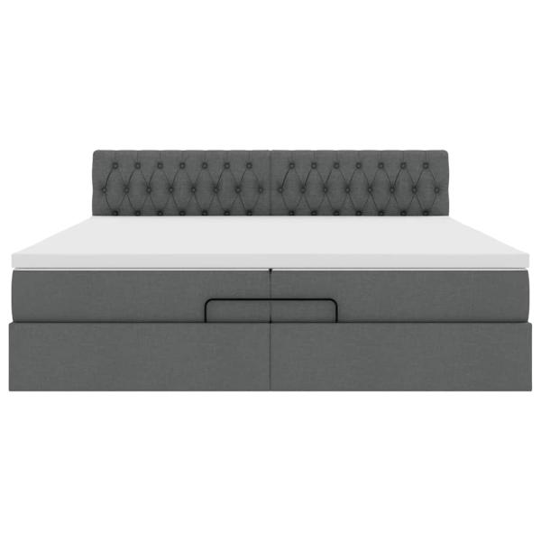 Ottoman-Bett mit Matratze Dunkelgrau 200x200 cm Stoff