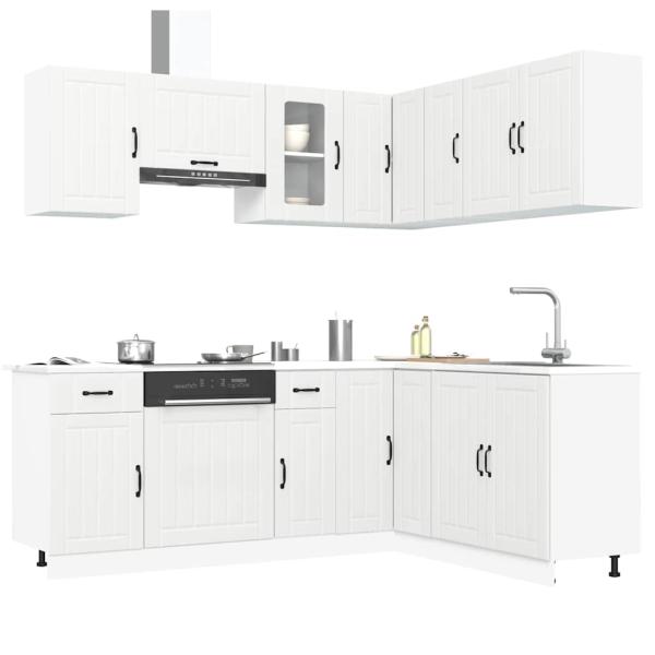 ARDEBO.de - 11-tlg. Küchenschrank-Set Kalmar Weiß Holzwerkstoff