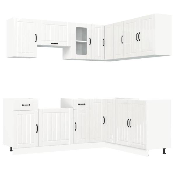 11-tlg. K?chenschrank-Set Kalmar Hochglanz-Wei? Holzwerkstoff
