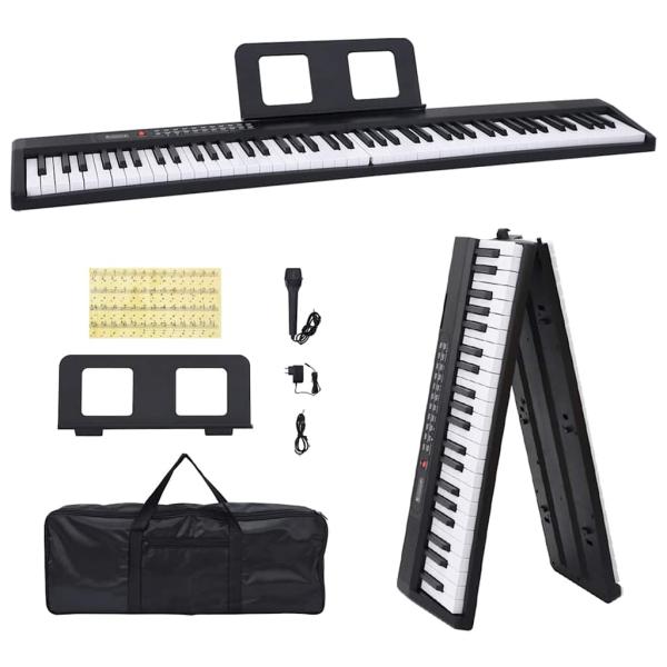 ARDEBO.de - 88Tasten Klavier Elektrisches Keyboard mit Notenständer Faltbar