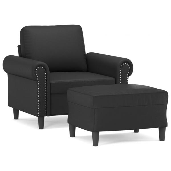 Sessel mit Hocker Schwarz 60 cm Kunstleder