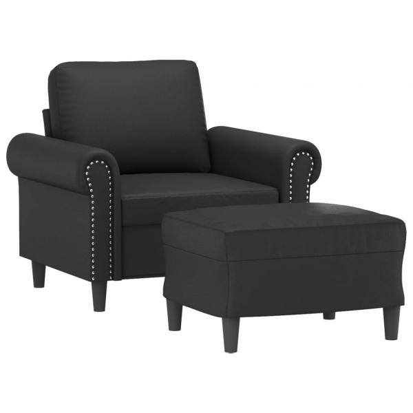 Sessel mit Hocker Schwarz 60 cm Kunstleder