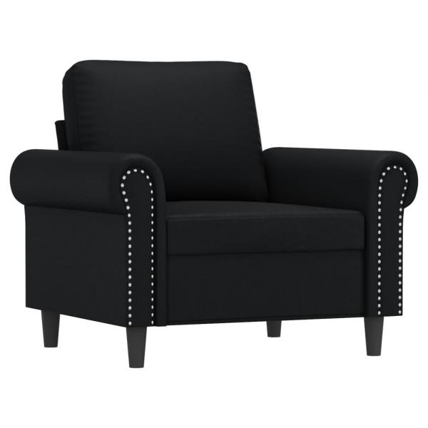 Sessel mit Hocker Schwarz 60 cm Kunstleder