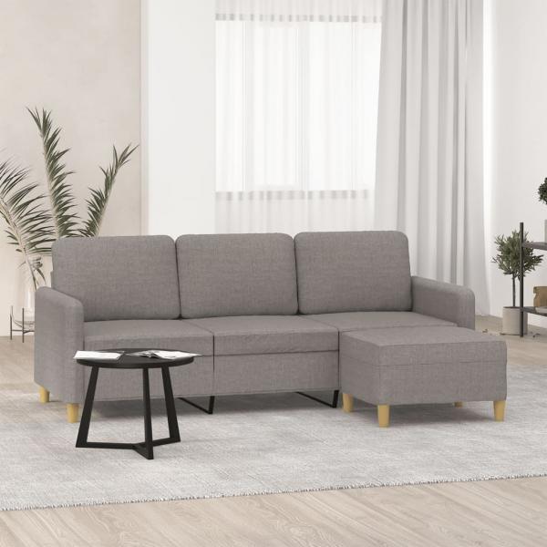 ARDEBO.de - 3-Sitzer-Sofa mit Hocker Taupe 180 cm Stoff