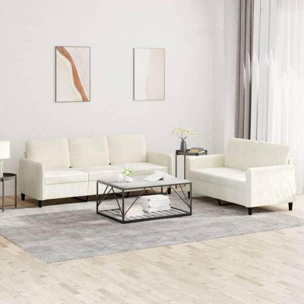 ARDEBO.de - 2-tlg. Sofagarnitur Creme Samt