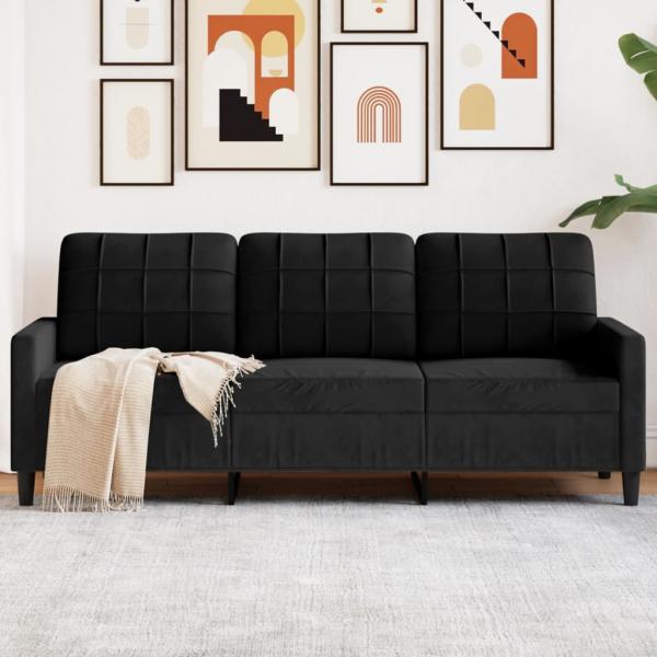 ARDEBO.de - 3-Sitzer-Sofa Schwarz 180 cm Samt