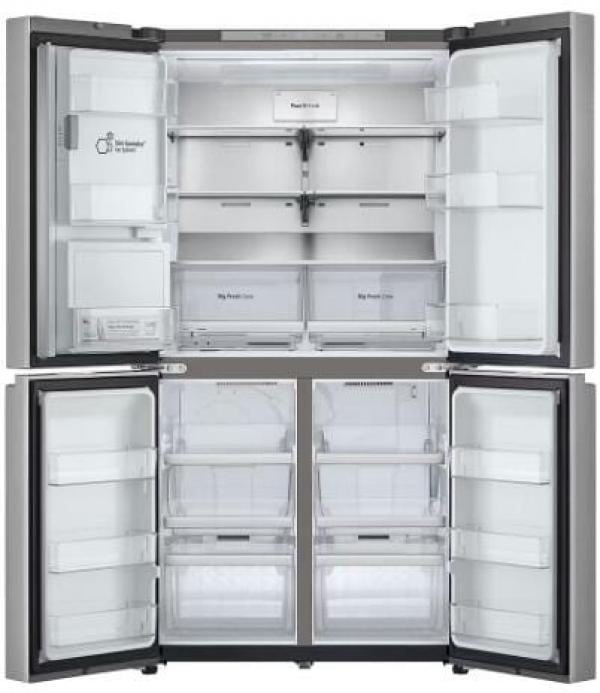 LG GML960PYFE Stand Side-by-Side Kombination Multi-Door, 91,4 cm breit, 637 L, NoFrost, Eis-, Crushed Ice- und Wasserspender, Festwasseranschluss, Prime Silver