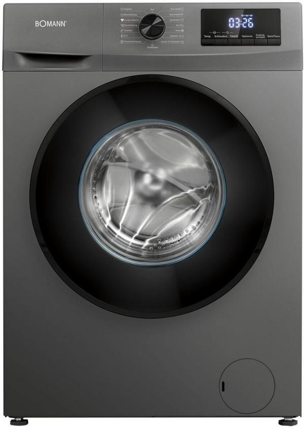 ARDEBO.de Bomann WA 7175 7kg Frontlader Waschmaschine, 60 cm breit, 1400 U/Min, Restlaufzeitanzeige, Kindersicherung, Reversierautomatik, Titan schwarz (771751)