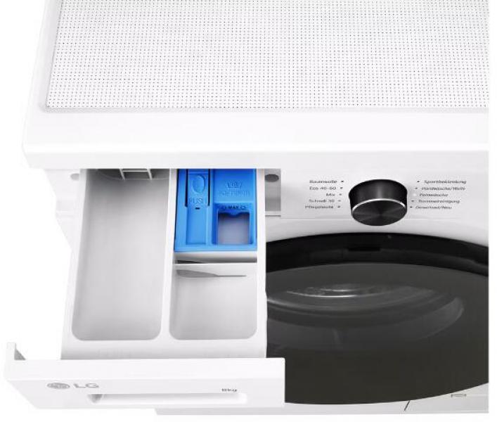 LG F4WB308Y 8kg Frontlader Waschmaschine, 60 cm breit, 1400 U/Min, unterbaufähig, Steam, Inverter Direct Drive®-Motor, WLAN, Kindersicherung, weiß glänzend