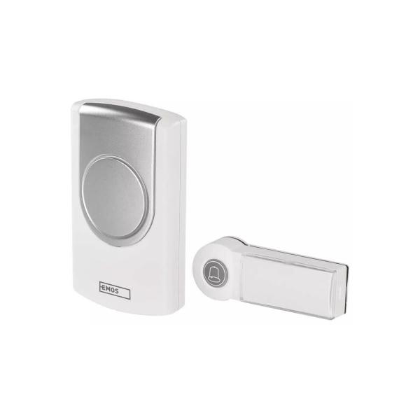 ARDEBO.de EMOS WIRELESS DOORCHIME DC P5723 Drahtlose Türklingel mit Beschriftungsfeld, weiß (P5723)