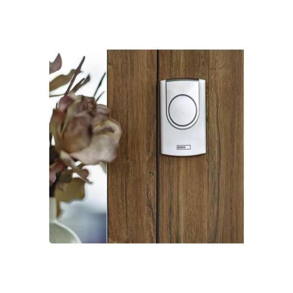 EMOS WIRELESS DOORCHIME DC P5723 Drahtlose Türklingel mit Beschriftungsfeld, weiß (P5723)