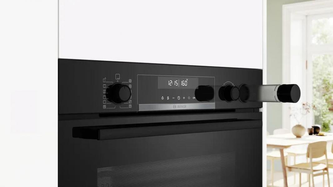 Bosch HRG578CB7 Serie 6 EEK: A+ Einbaubackofen mit Dampfunterstützung, 71 L, 60 cm breit, Pyrolyse-Selbstreinigung, HomeConnect, schwarz