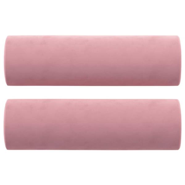 2-Sitzer-Sofa mit Zierkissen Rosa 120 cm Samt