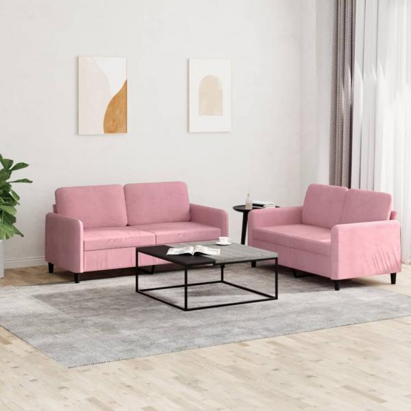 ARDEBO.de - 2-tlg. Sofagarnitur Rosa Samt