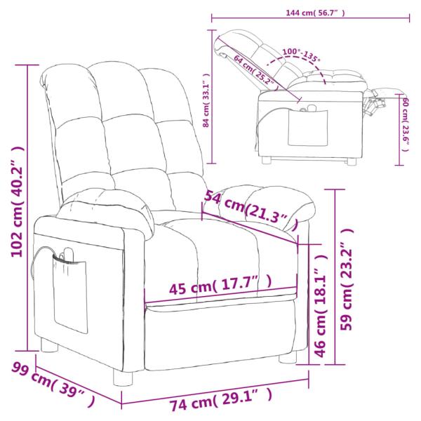 Massagesessel Elektrisch Schwarz Stoff