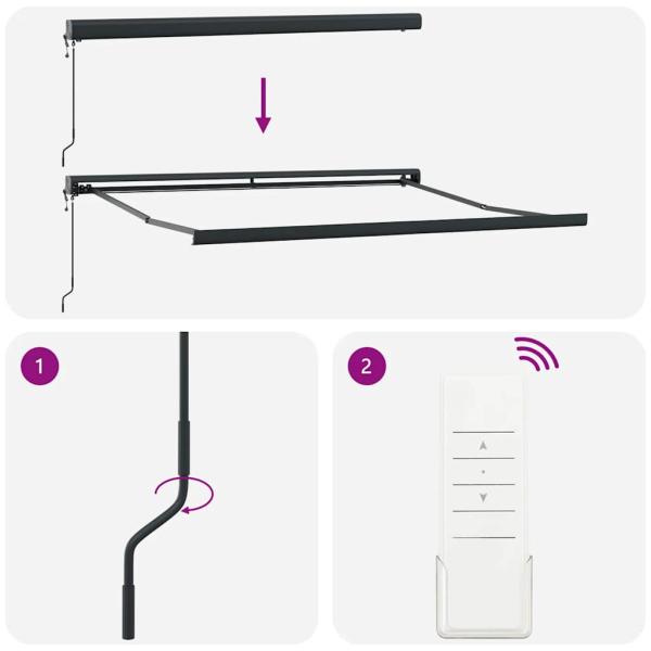 Markise Einziehbar Anthrazit und Weiß 3x2,5 m Stoff & Aluminium