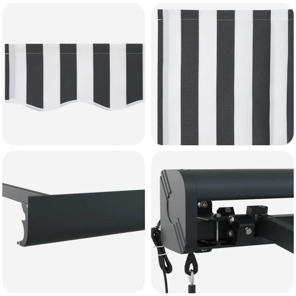 Markise Einziehbar Anthrazit und Weiß 3x2,5 m Stoff & Aluminium