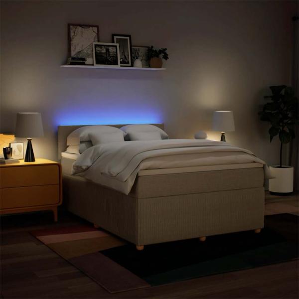 Boxspringbett mit Matratze Creme 140x190 cm Stoff