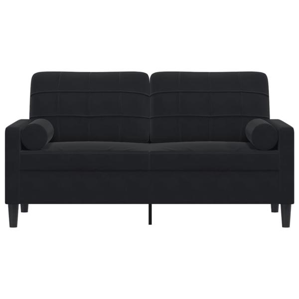 2-Sitzer-Sofa mit Zierkissen Schwarz 140 cm Samt