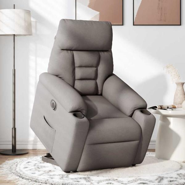 Relaxsessel mit Aufstehhilfe Elektrisch Taupe Stoff