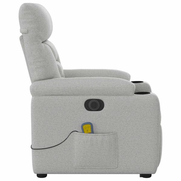 Massagesessel mit Aufstehhilfe Elektrisch Wolkengrau Stoff