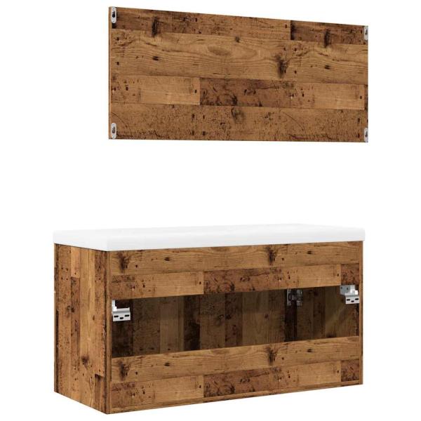 ARDEBO.de - 3-tlg. Badmöbel-Set Altholz-Optik Holzwerkstoff