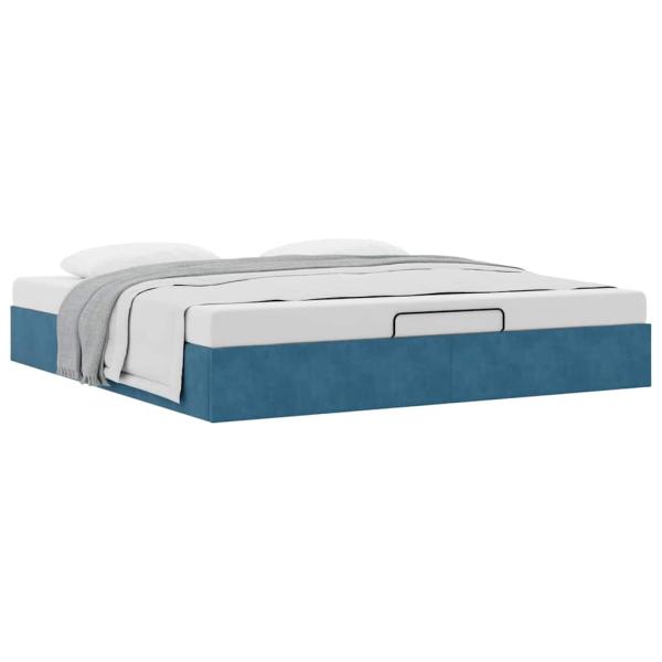 ARDEBO.de - Ottoman-Bett ohne Matratze Dunkelblau 160x200 cm Samt