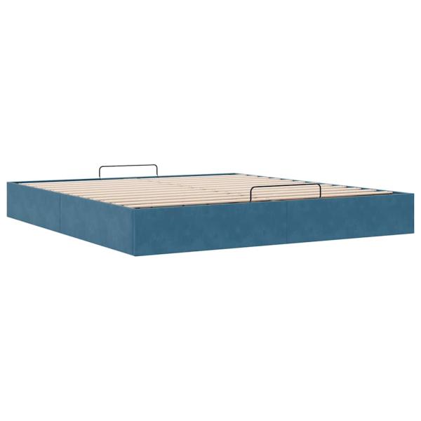 Ottoman-Bett ohne Matratze Dunkelblau 160x200 cm Samt