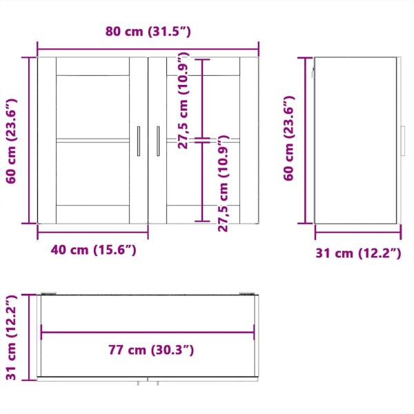 Küchen-Hängeschrank mit Glastür Porto Räuchereiche