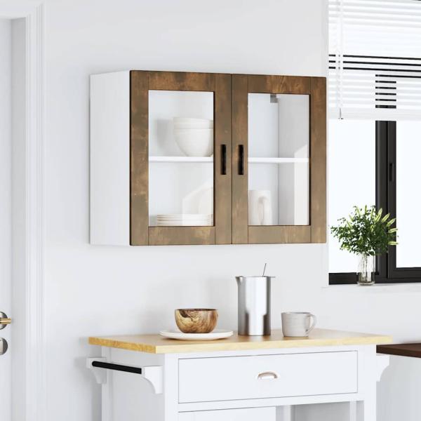 Küchen-Hängeschrank mit Glastür Porto Räuchereiche
