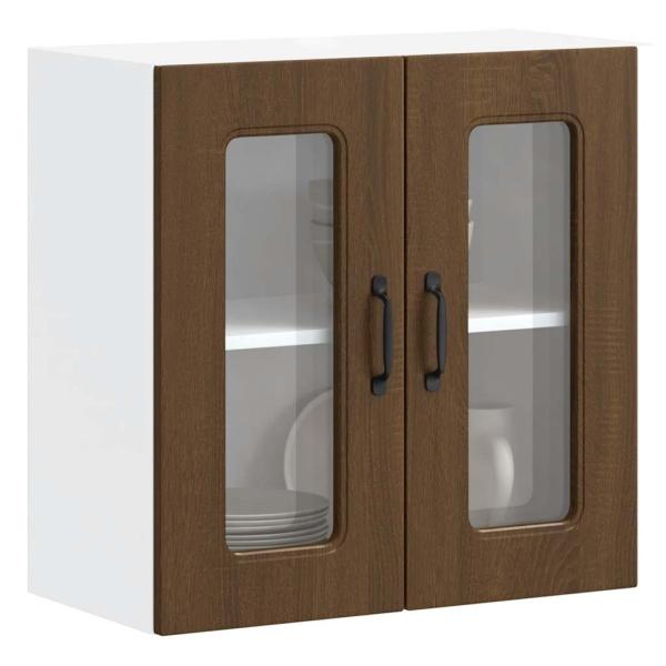 ARDEBO.de - Küchen-Hängeschrank mit Glastür Kalmar Braun Eichen-Optik