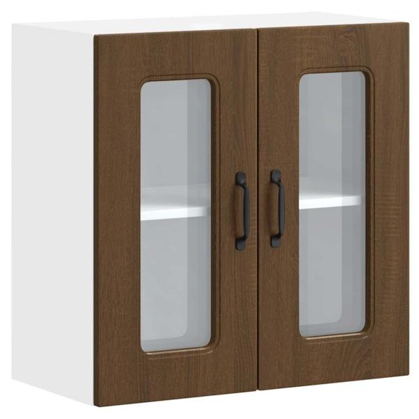 Küchen-Hängeschrank mit Glastür Kalmar Braun Eichen-Optik