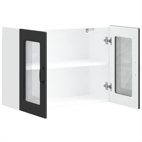 Küchen-Hängeschrank mit Glastür Kalmar Schwarz Holzwerkstoff