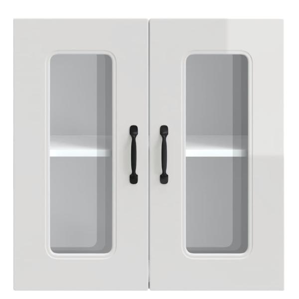 Küchen-Hängeschrank mit Glastür Hochglanz-Weiß Holzwerkstoff