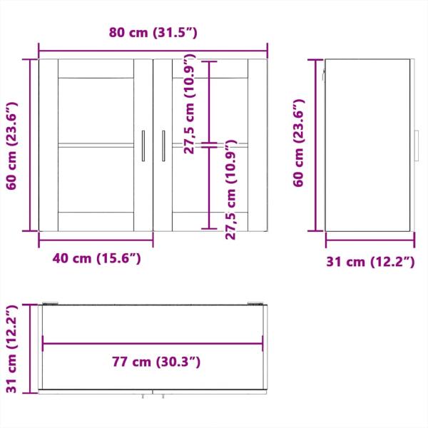 Küchen-Hängeschrank mit Glastür Porto Sonoma-Eiche