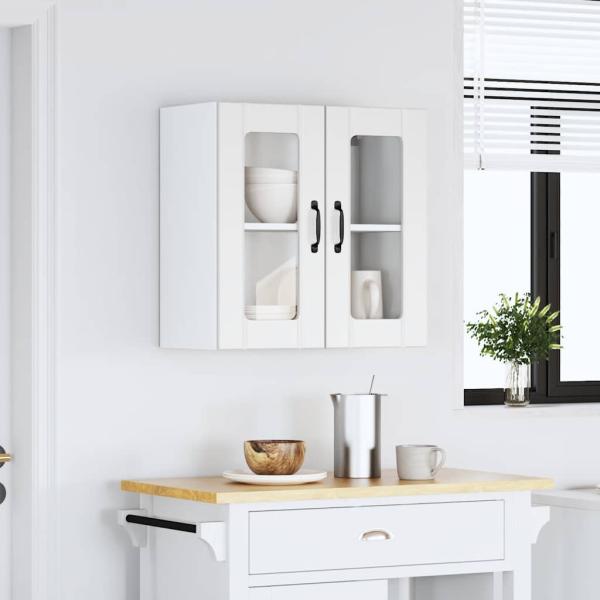 Küchen-Hängeschrank mit Glastür Lucca Weiß Holzwerkstoff