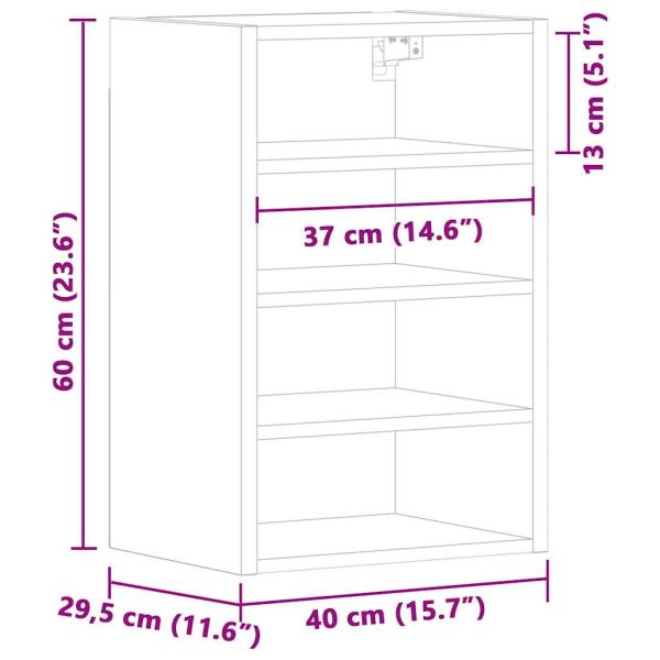 Hängeschrank Schwarz 40x29,5x60 cm Holzwerkstoff