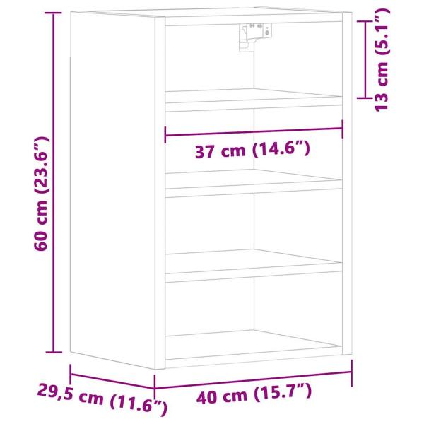 Hängeschrank Braun Eichen-Optik 40x29,5x60 cm Holzwerkstoff