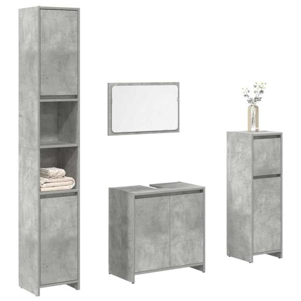 ARDEBO.de - 4-tlg. Badmöbel-Set Betongrau Holzwerkstoff