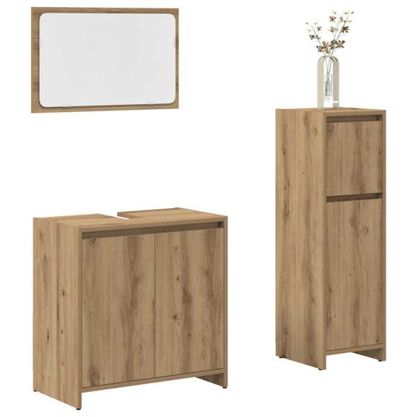 ARDEBO.de - 3-tlg. Badmöbel-Set Artisan-Eiche Holzwerkstoff