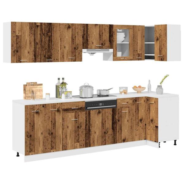 ARDEBO.de - 11-tlg. Küchenschrank-Set Altholz-Optik Holzwerkstoff