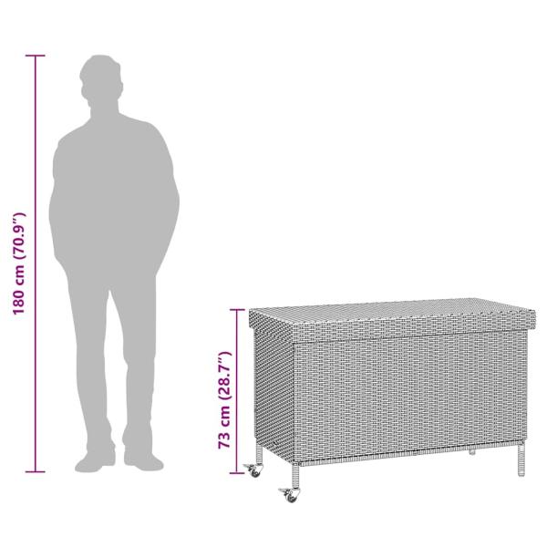 Gartentruhe mit Rollen Grau 110x55x73 cm Poly Rattan