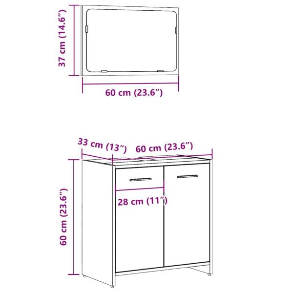 Badschrank mit Spiegel Artisan-Eiche Holzwerkstoff