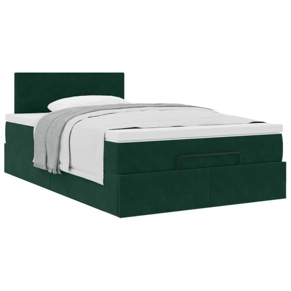 Ottoman-Bett mit Matratze Dunkelgrün 120x200 cm Samt