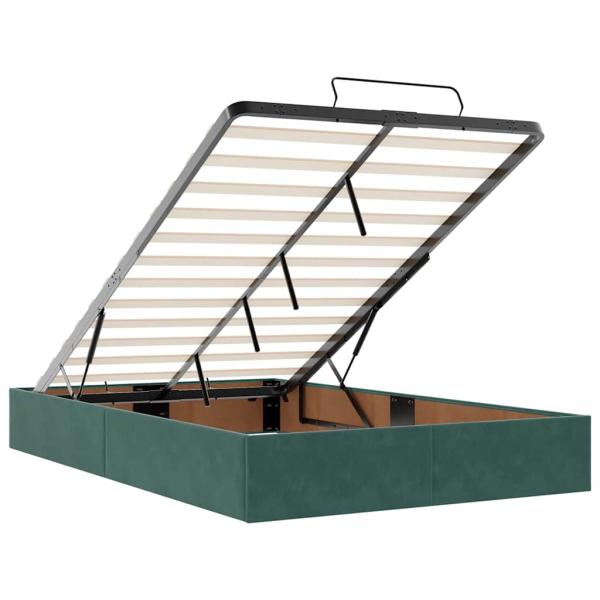 Ottoman-Bett mit Matratze & LEDs Dunkelgrün 120x200 cm Samt