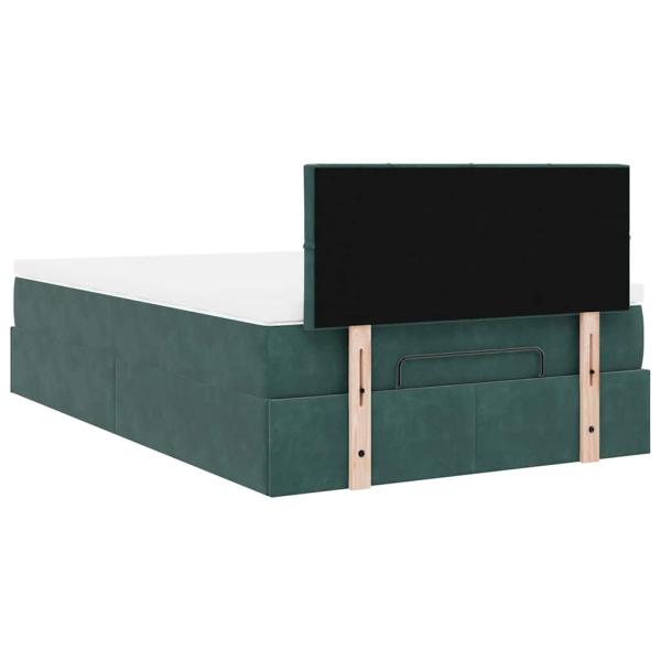 Ottoman-Bett mit Matratze & LEDs Dunkelgrün 120x200 cm Samt