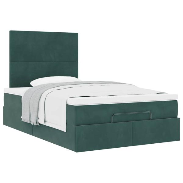 Ottoman-Bett mit Matratzen Dunkelgrün 120x200 cm Samt