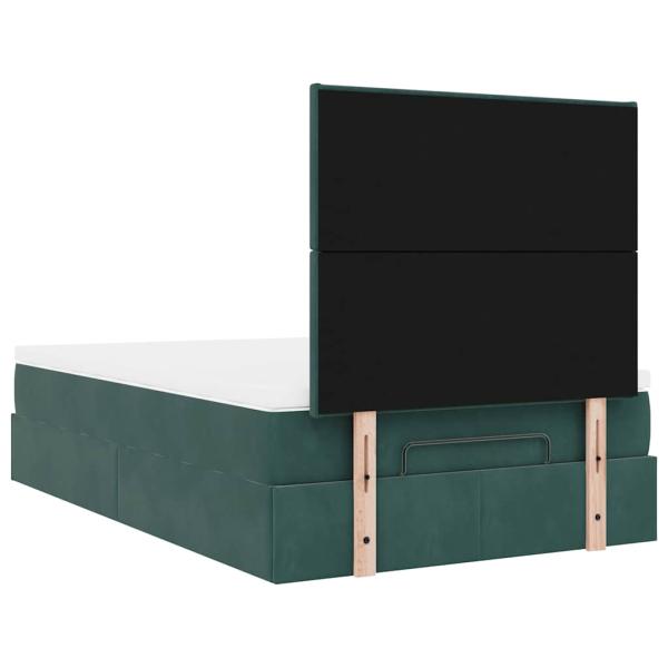 Ottoman-Bett mit Matratzen Dunkelgrün 120x200 cm Samt